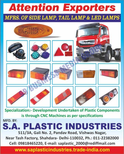 Automotive Lights, Automotive Lamps, Automotive Tail Lamps, Automotive Side Lamps, Automotive Led Lamps, Plastic Components, CNC Machines