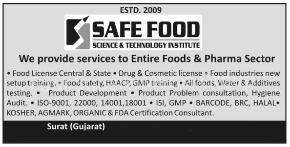 Food Industry Courses, Food Sector Services, Pharma Sector Services, Central Food License Services, State Food License Services, Drug License Services, Cosmetic License Services, Food Industry New Setup Training Services, Food Safety Services, HAACP Services, GMP Training Services, Food Testing Services, Water Testing Services, Additives Testing Services, Product Development Services, Product Problem Consultation Services, Hygiene, ISO Services, GMP Services, Barcode Services, BRC Services, Kosher Services, FDA Certification Consultancy Services, Natural And Synthetic Food Colour Technology Courses, Irradiation Of Food Processting Courses, Fruit And Vegetable Processing Courses, Pack House Courses, Chocolate And Confectionery Processing Courses, Bread Processing Courses, Cake Processing Courses, Biscuit Processing Courses, Namkeen Processing Courses, Wafers Processing Courses, Milk And Milk Product Processing Courses, Ice Cream Processing Courses, Cold Drink Processing Courses, Spices And Condiment Processing Courses, Meat Product Processing Courses, Marine Product Processing Courses, Poultry Product Processing Courses, Hotel Services Courses, Catering Services Courses, Proper Use Of Food Ingredient Courses, Spray Dried Technology Courses, Freeze Dried And Dehydration Processing Courses, Health Suppliment And Nutraceutical Courses, Flour Miling Technology Courses, Food Safety Sch-4 And HACCP Courses, Laboratory Installation And Training Courses, New Project Reports, Product Consultation, Food Testing Courses, Water Testing Courses, FSSAI License, ISO - BRC Consultancy Services, Agmark Consultancy Services, ISI Consultancy Services, HALAL Certificate Consultancy Services