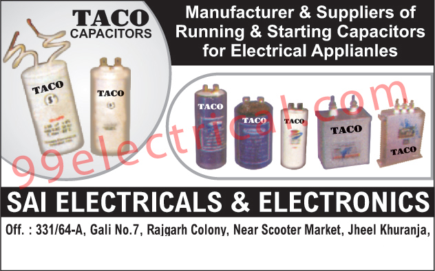 Running Capacitors, Starting Capacitors,Capacitors