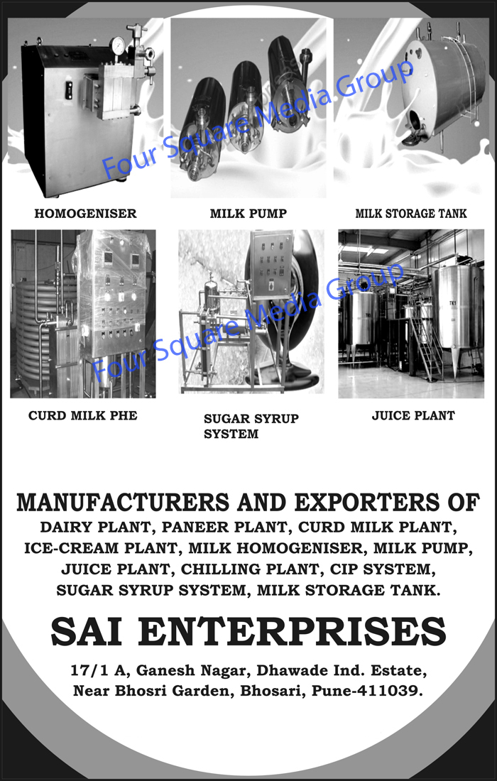 Milk Pumps, Milk Storage Tanks, Curd Milk PHE, Sugar Syrup Systems, Juice Plants, Dairy Plants, Paneer Plants, Curd Milk Plants, Ice Cream Plants, Milk Homogenisers, Chilling Plants, CIP Systems