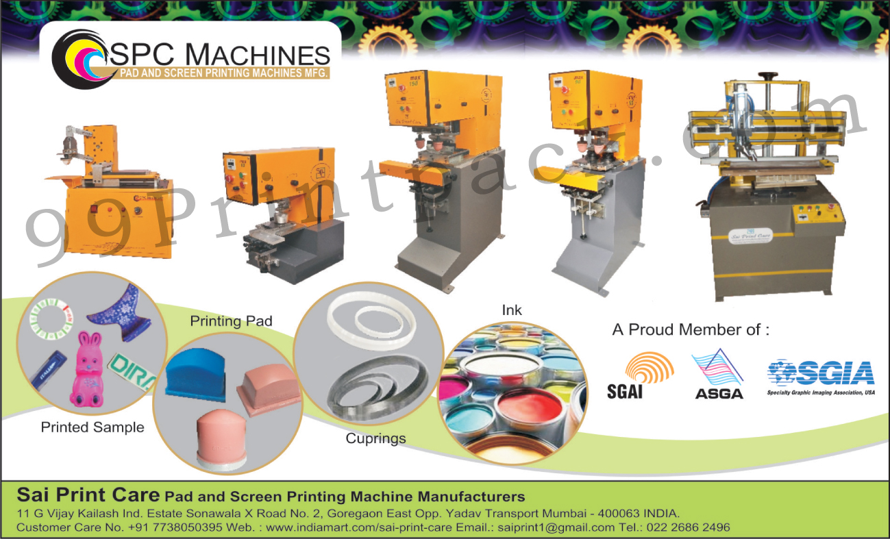 Pad Printing Machines, Screen Printing Machines, Printing Pads, Printing Inks, Cuprings, SPC Machines,Ink, Pad Printing Accessories, Pad Printing Items, Machine Printing Item