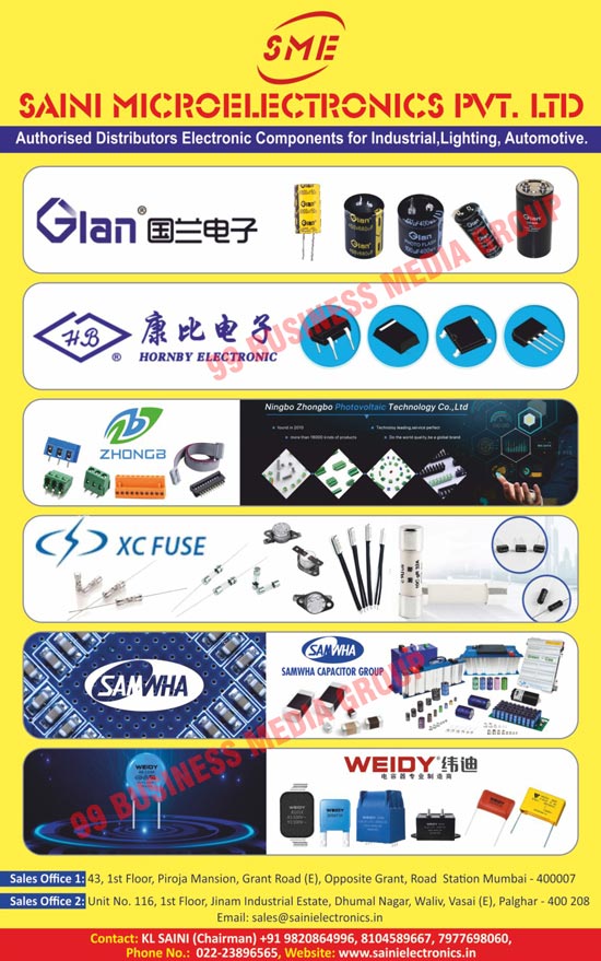 AD Converters, DA Converters, CMOS, Liner IC's, EPROMs, EEPROMs, Microprocessors, Microcontrollers, MOSFETs,IGBTs, Diodes, Rectifiers, Thyristors, Transistors, LDOs, Regulators, Connectors, Crystal Oscillators, Inductors, Thermistors, Resistors, Capacitors, Relays, MOVs, LEDs