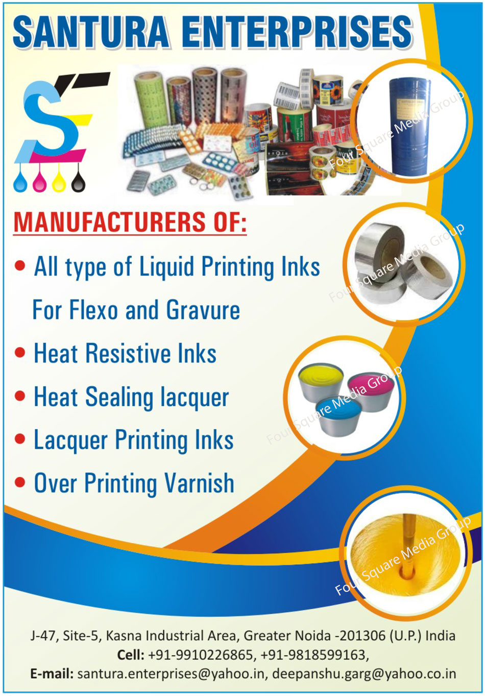 Liquid Printing Inks, Heat Resistant Inks, Heat Sealing Lacquer, Lacquer Printing Inks, Over Printing Varnish