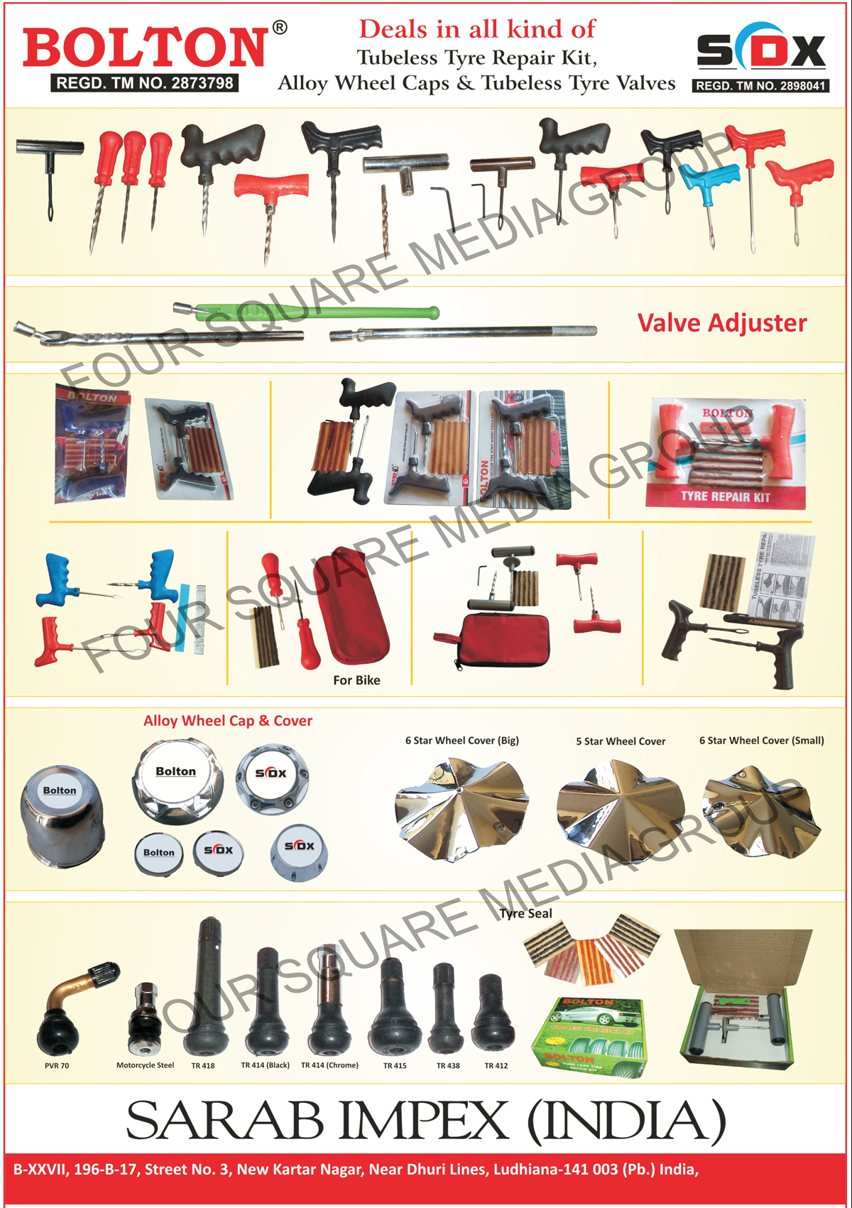 Car Tubeless Tyre Repair Kits, Alloy Wheel Caps, Tubeless Tyre Valves, Valve Adjusters, Tyre Seals, Motorcyle Tyre Repair Kits, Alloy Wheel Covers