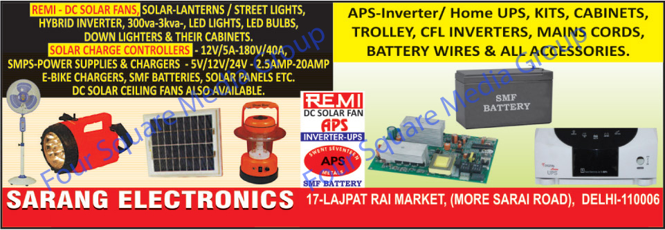 DC Solar Fans, Solar Lanterns, Solar Street Lights, Hybrid Inverters, LED Lights, LED Bulbs, Downlights, Hybrid Inverter Cabinets, Solar Lantern Cabinets, Solar Charge Controller, SMPS Power Supply, SMPS Chargers, E Bike Chargers, SMF Batteries, Solar Panels, DC Solar Ceiling Fans, APS Inverter, Home UPS, Inverter Kits, Home UPS Kits, Inverter Cabinets, UPS Cabinets, Trolley, CFL Inverters, Main Power Cords, Two Power Core Cords, Three Power Core Cords, Battery Wires, Inverter Accessories, UPS Accessories,Cabinets, UPS, Solar Charge Controllers, Inverter, Electronic Accessories