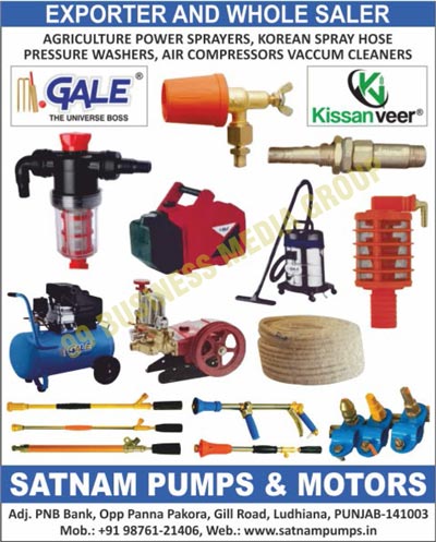 Agriculture Power Sprayers, Spray Hoses, Pressure Washers, Air Compressors, Vaccum Cleaners, Pumps, Motors