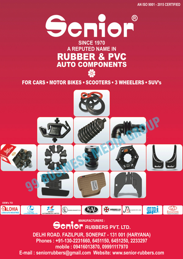 Automotive Rubber Components, Car Rubber Components, Motorcycle Rubber Components, Scooter Rubber Components, Three Wheeler Rubber Components, 3 Wheeler Rubber Components, SUV Rubber Components, Automotive PVC Components, Car PVC Components, Motorcycle PVC Components, Scooter PVC Components, Three Wheeler PVC Components, 3 Wheeler PVC Components, SUV PVC Components, Automotive Mats, Car Transparent Mats, Car Beeding Mats, Car Carpets, Car Moulded Mats