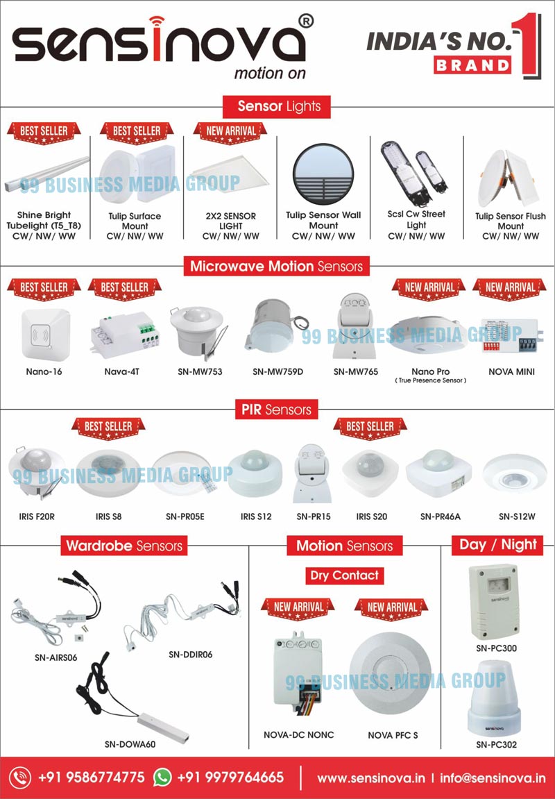 Sensors, Microwave Motion Sensors, PIR Motion Sensors, Light Control Sensors, Microwave Dimming Sensors, High Bay Warehouse Sensors, IR Sensor Switches, Touch Switches, Remos, Remote Switches, Mobile App Switches, Microwave Led Sensor Lamps, Sensor Tube Lights, Sensor Lights, Micro Wave Motion Sensors, Wardrobe Sensors, Day Light Control Sensors, Night Light Control Sensors, Automatic Hand Sanitizer Dispensers, True Presence Sensors, Dry Contact Sensors, Motion Sensors, Day Sensors, Night Sensors, PIR Sensors, Sensors Lights 