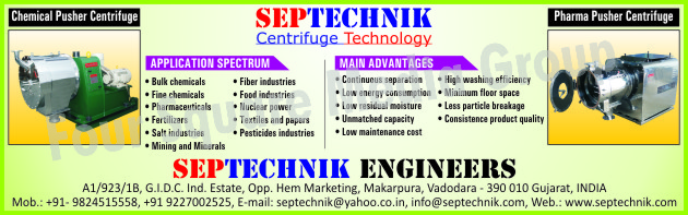 Pharma Pusher Centrifuges, Chemical Pusher Centrifuges