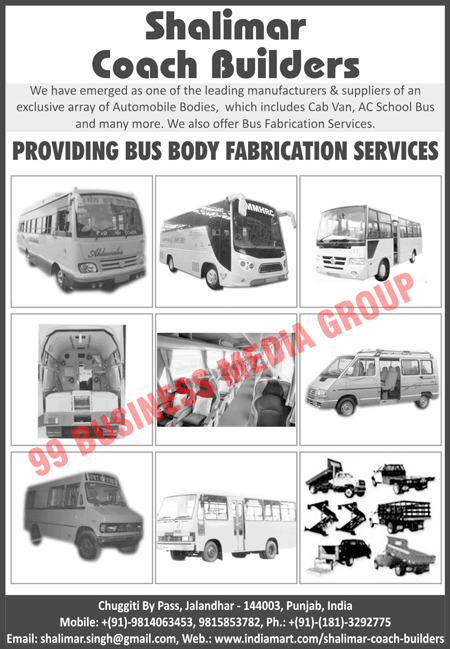 Bus Body Fabrication Services, Automobile Bodies, Bus Fabrication Services, Automotive Bodies, Automotive Bodies, Cab Vans, AC School Buses