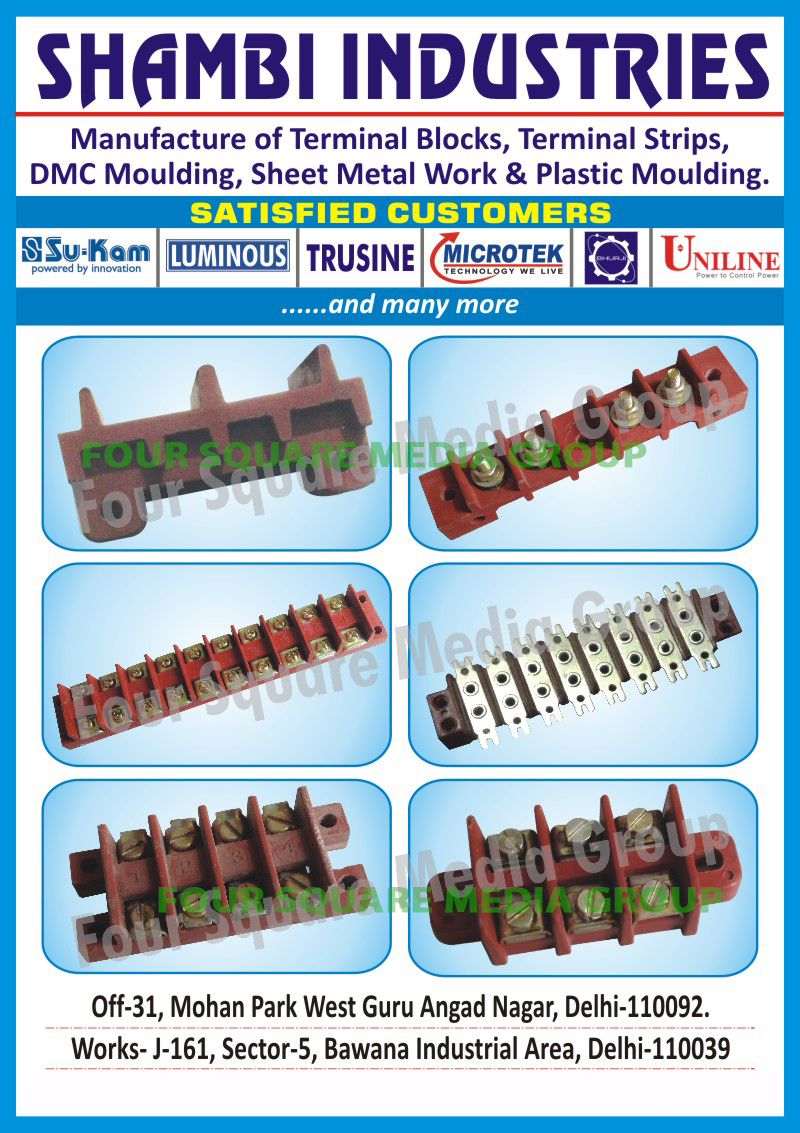 Terminal Blocks, Terminal Strips, DMC Moulding, Sheet Metal Work, Plastic Moulding