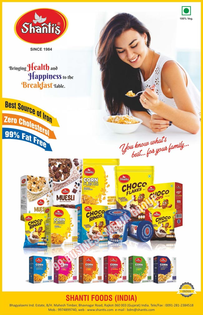 Breakfast Cereals, Corn Flakes, Oats, Wheat Flakes, Choco Flakes, Oats Rings, Honey Corn Flakes, Choco Pops, Peanut Butters, Choco Rings