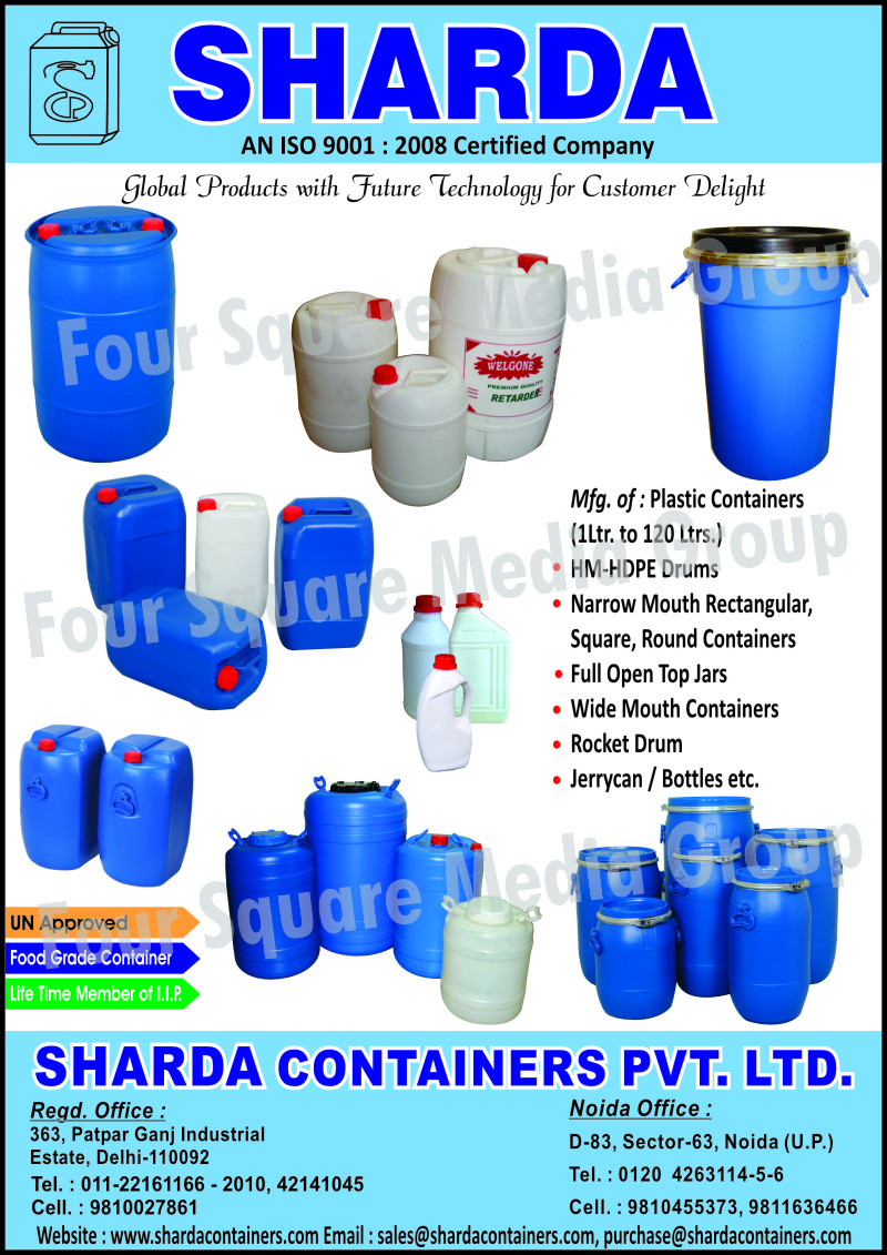 Plastic Containers, HDPE Drums, Narrow Mouth Rectangular Containers, Narrow Mouth Square Containers, Narrow Mouth Round Containers, Rocket Drums, Jerrycans, Bottles,Full Open Top Drums, Half Round Jerry Cans, Wide Mouth Round Drums, Plastic Caps