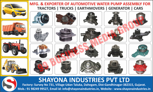 Automotive Water Pump Assemblies, Tractor Automotive Water Pump Assemblies, Truck Automotive Water Pump Assemblies, Earthmover Automotive Water Pump Assemblies, Generator Automotive Water Pump Assemblies, Car Automotive Water Pump Assemblies