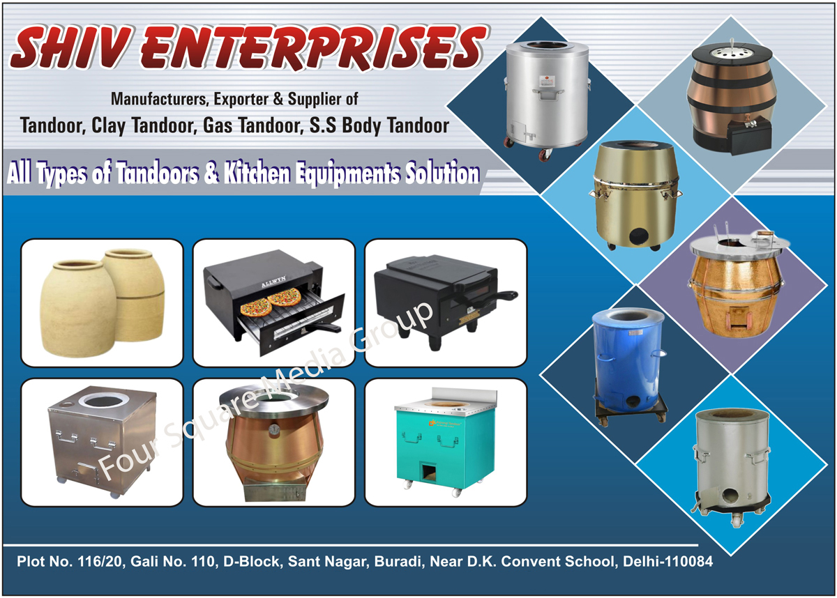 Kitchen Equipments, Tandoors, Clay Tandoors, Gas Tandoors, SS Body Tandoors, Stainless Steel Body Tandoors