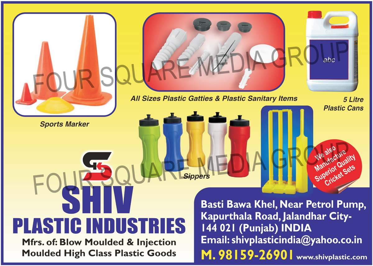 Blow Moulded Plastic Goods, Injection Moulded Plastic Goods, Plastic Sanitary Products, Plastic Cans, Plastic Sippers, Plastic Cricket Sets, Plastic Sports Markers, Plastic Sanitary Items, Plastic Gitti, Blow Molded Plastic Items, Blow Moulded Plastic Items, Injection Molded Plastic Items