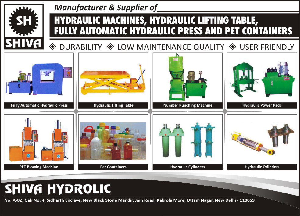 Pet Stretch Blow Moulding Machines For Bottles, Pet Stretch Blow Moulding Machines For Jars, Hydraulic Presses, Hydraulic Power Packs, Hydraulic Cylinders, Special Purpose Machines, SPM Machines, Hydraulic Machines, Hydraulic Lifting Tables, Pet Containers, Number Punching Machines, Pet Blowing Machines,Power Pack, Pet Containers