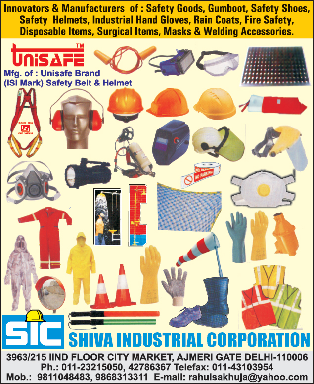 Safety Goods, Gum Boots, Safety Shoes, Safety Helmets, Industrial Hand Gloves, Rain Coats, Fire Safety, Disposable Items, Surgical Items, Masks, Welding Accessories, Safety Belts, Safety Products