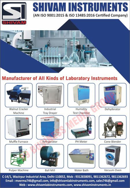 Laboratory Instruments, Walnut Cracker Machines, Industrial Tray Drayers, Humaidity Test Chambers, Dehyderators, Muffle Furnace, Refrigerators, PH Meters, Cone Blenders, Pulper Machines, Ball Mills, Water Baths, Vaccum Ovens