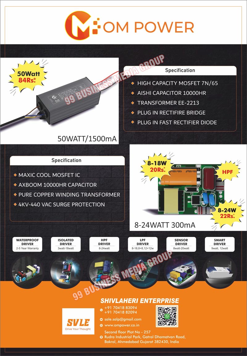 Waterproof Led Drivers, Isolated Led Drivers, HPF Led Drivers, LPF Led Drivers, Sensor Led Drivers, Smart Led Drivers