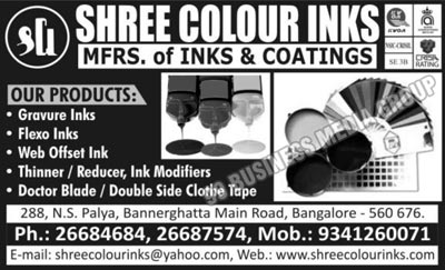 Gravure Inks, Flexo Inks, Web Offset Inks, Thinners, Reducers, Ink Modifiers, Doctor Blades, Double side Clothe Tapes, Inks, Coatings