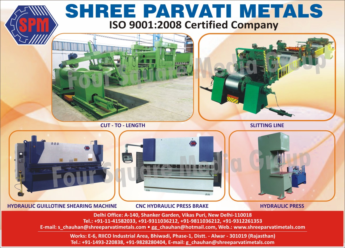 Hydraulic Guillotine Shearing Machines, CNC Hydraulic Press Brake, Hydraulic Presses, Slitting Lines