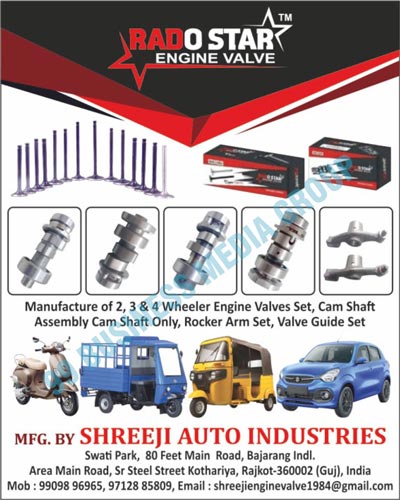 Two Wheeler Engine Valve Sets, Three Wheeler Engine Valve Sets, Four Wheeler Engine Valve Sets, Cam Shaft Assemblies, Cam Shafts, Rocker Arm Sets, Valve Guide Sets