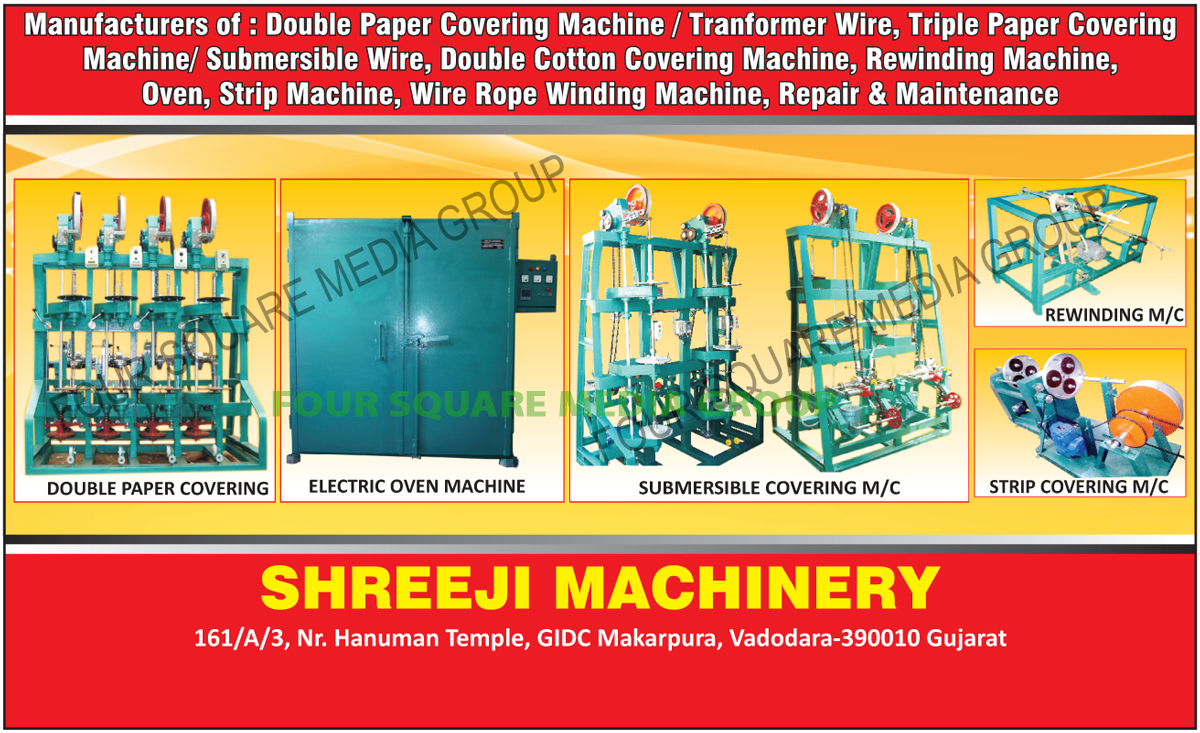 Double Paper Covering Machines, Triple Paper Covering Machines, Double Cotton Covering Machines, Tapping Machines, Rewinding Machines, Ovens, Strip Machines, Wire Rope Winding Machines, Double Paper Covering Machine Repairing Service, Triple Paper Covering Machine Repairing Service, Double Cotton Covering Machine Repairing Service, Tapping Machine Repairing Service, Rewinding Machine Repairing Service, Oven Repairing Service, Strip Machine Repairing Service, Wire Rope Winding Machine Repairing Service, Electrical Machines