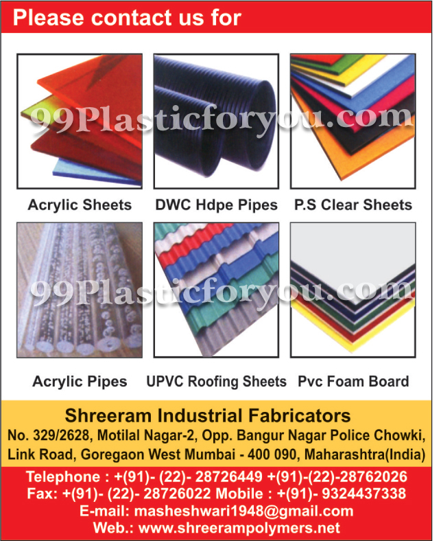 Acrylic Sheets, DWC HDPE Pipes, Acrylic Pipes, UPVC Roofing Sheets, PVC Foam Boards,Pipes, Sheets, Industrial Pipes, Extruded Polymer Sheets, Polypropylene Sheets, PVC Pipe Fittings, Roofing Sheets, Acrylic Sheets