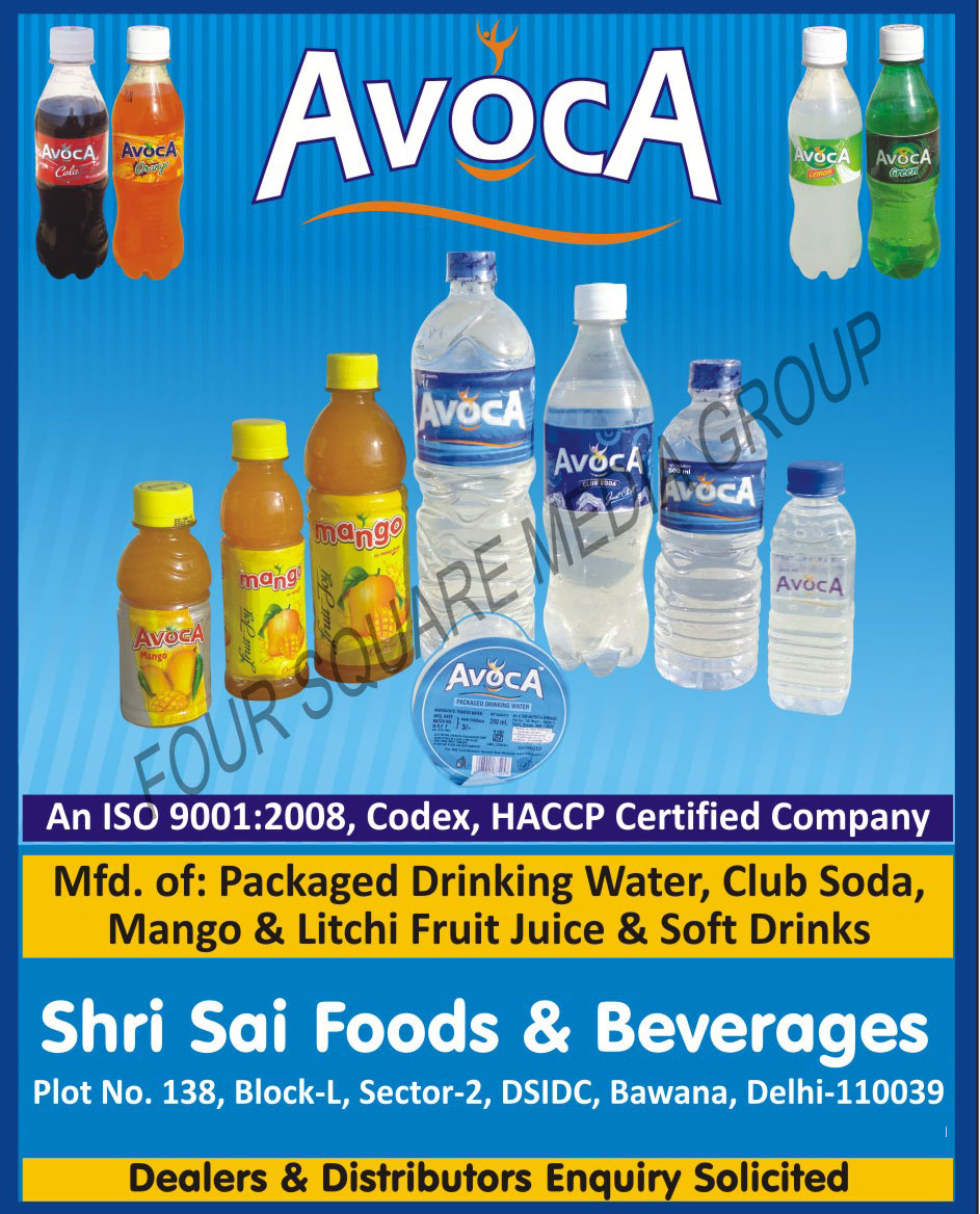 Packaged Drinking Water, Club Soda, Mango Juice, Litchi Fruit Juice, Soft Drinks