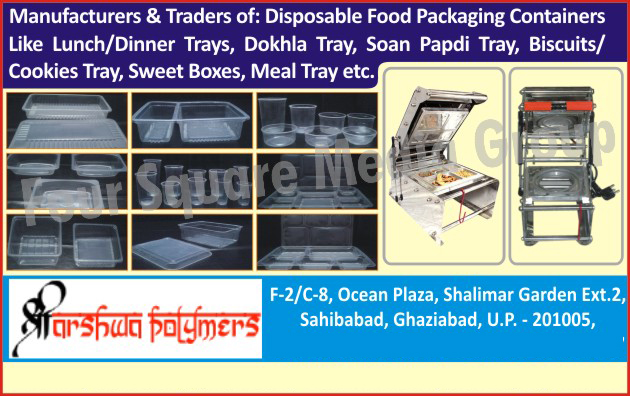 Disposable Food Packaging Containers, Disposable Lunch Trays, Disposable Dinner Trays, Disposable Dhokla Trays, Disposable Papadi Trays, Disposable Biscuit Trays, Disposable Soan Papdi Trays, Disposable Cookies Trays, Disposable Sweet Box Trays, Disposable Meal Trays