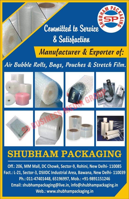 Air Bubble Rolls, Air Bubble Bags, Air Bubble Pouches, Stretch Films