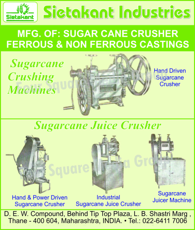 Sugarcane Crushers, Non Ferrous Castings, Ferrous Castings, Sugar Cane Crushing Machines, Hand Driven Sugar Cane Crusher, Sugarcane Crushing Machines, Sugarcane Juice Crushers, Power Driven Sugarcane Crushers, Industrial Sugarcane Juice Crushers, Sugarcane Juicer Machines