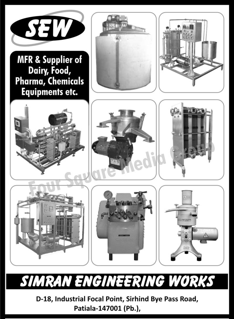 Dairy Equipments, Food Equipments, Pharma Equipments, Chemical Equipments, Pasteurizers, Heat Exchangers, Shell Heat Exhangers, Tube Heat Exchangers, Skid Mounted Process Modules, Homogenizers, Homogenisers, SS Sanitary Pumps, Stainless Steel Centrifugal Pumps, Transfer Pumps, Monoblock Pumps, Pedestal Type Gland Packing Pumps, Self Priming Pumps, Portable Engine Pumps, Mobile Pumps, Volute Casing Pumps, Lobe Pumps, Screw Pumps, Mechanical Shaft Seal for Centrifugal Pumps, Dairy Turnkey Projects, Milk Reception Equipments, Weigh Bowls, Dub Tanks, Milk Storage Tanks, Can Washers, Can Scrubbers, Can Roller Conveyors, Bulk Milk Coolers, Bulk Milk Chilling Tanks, Cold Walk Rooms, Ice Cream Storage Cold Rooms, Soya Milk Plants, Ice Cream Turnkey Projects