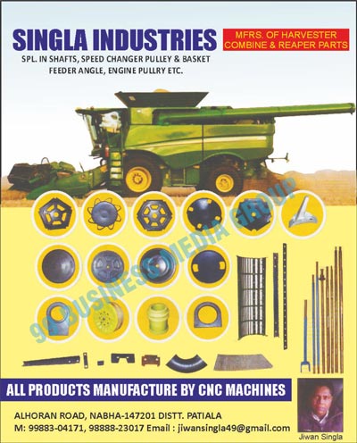 Harvester Combine Parts, Harvester Reaper Parts, Shafts, Speed Changer Pullies, Speed Changer Baskets, Engine Pullies