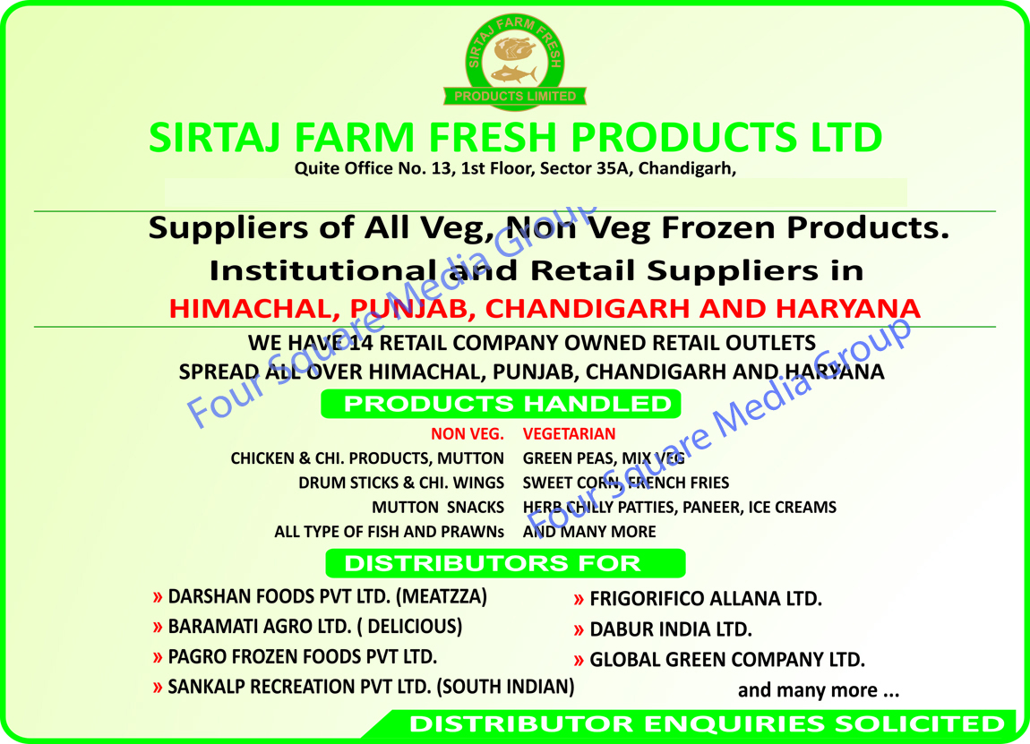 Veg Frozen Products, Non Veg Frozen Products, Chicken Products, Mutton Products, Mutton Snacks, Fishes, Prawns, Green Peas, Mix Veg, Sweet Corns, French Fries, Herb Chilly Patties, Paneer, Ice Creams, Herb Chilli Patties