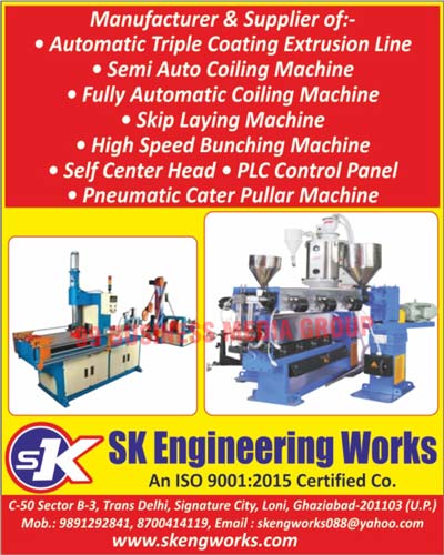 Automatic Triple Coating Extrusion Lines, Semi Automatic Coiling Machines, Automatic Coiling Machines, Skip Laying Machines, Bunching Machines, Self Centre Heads, Plc Control Panels, Pneumatic Cater Pullar Machines, Fully Automatic Coiling Machines, High Speed Bunching Machines 