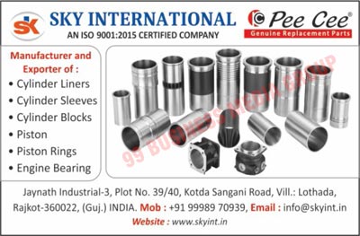 Cylinder Liners, Cylinder Sleeves, Cylinder Blocks, Pistons, Piston Rings, Engine Bearings