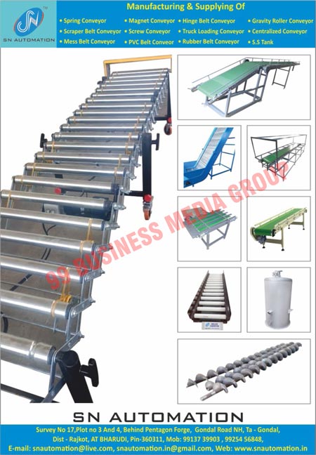 Springs Conveyors, Accessories Conveyors, Coolant Tanks, Drum Filter Conveyors, Hinge Belt Conveyors, Magnet Conveyors, Rubber Belts, Scraper Belt Conveyors, Screw Conveyors, Gravity Roller Conveyors, Truck Loading Conveyors, Centralized Conveyors, Mess Belt Conveyors, PVC Belt Conveyors, SS Tanks, Stainless Steel Tanks