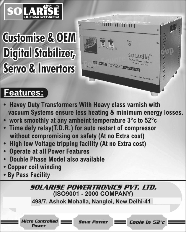 CVTs, Servo Voltage Stabilizers, Inverters, Digital Stabilizers