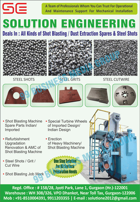 Shot Blastings, Dust Extraction Spares, Steel Shots, Steel Grits, Steel Cutwires