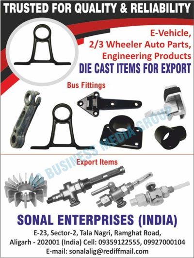 Electric Vehicle Parts, 2 Wheeler Auto Parts, 3 Wheeler Auto Parts, Engineering Products, Die Cast Items, Bus Fittings