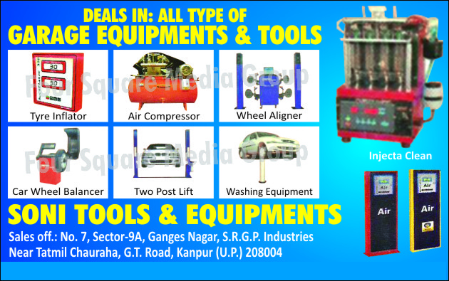 Workshop Equipments, Workshop Tools, Garage Equipments, Services Station Equipments, Tyre Inflators, Air Compressors, Wheel Aligners, Car Wheel Balancers, Two Post Lifts, Washing Equipments, Injecta Cleans