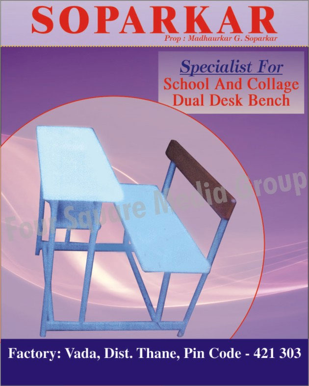 School Dual Desk Bench, Collage Dual Desk Bench