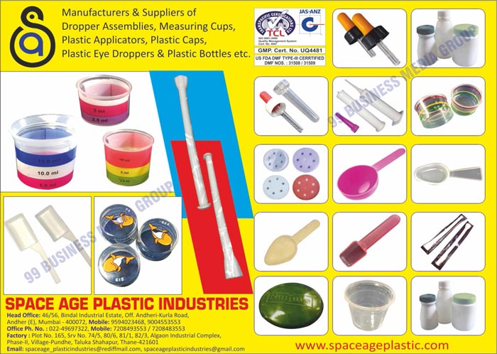 Dropper Assemblies, Measuring Cups, Plastic Applicators, Plastic Caps, Plastic Eye Droppers, Plastic Bottles