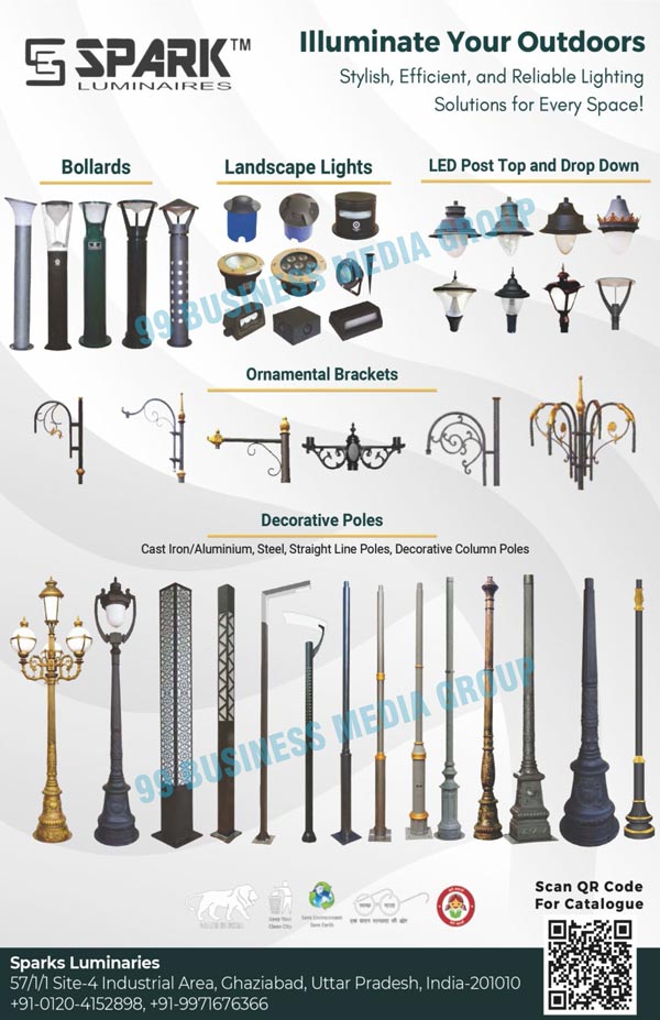 Bollards, Landscape Lights, Led Post Top, Led Drop Down, Ornamental Brackets, Decorative Poles, Cast Iron Poles, Cast Aluminium Poles, Steel Poles, Straight Line Poles, Decorative Coulmn Poles