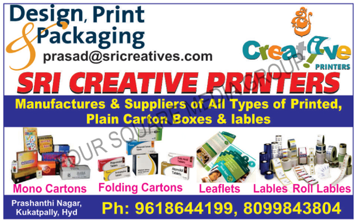 Printed Carton Boxes, Plain Carton Boxes, Mono Cartons, Folding Cartons, Leaflets, Labels, Roll Labels