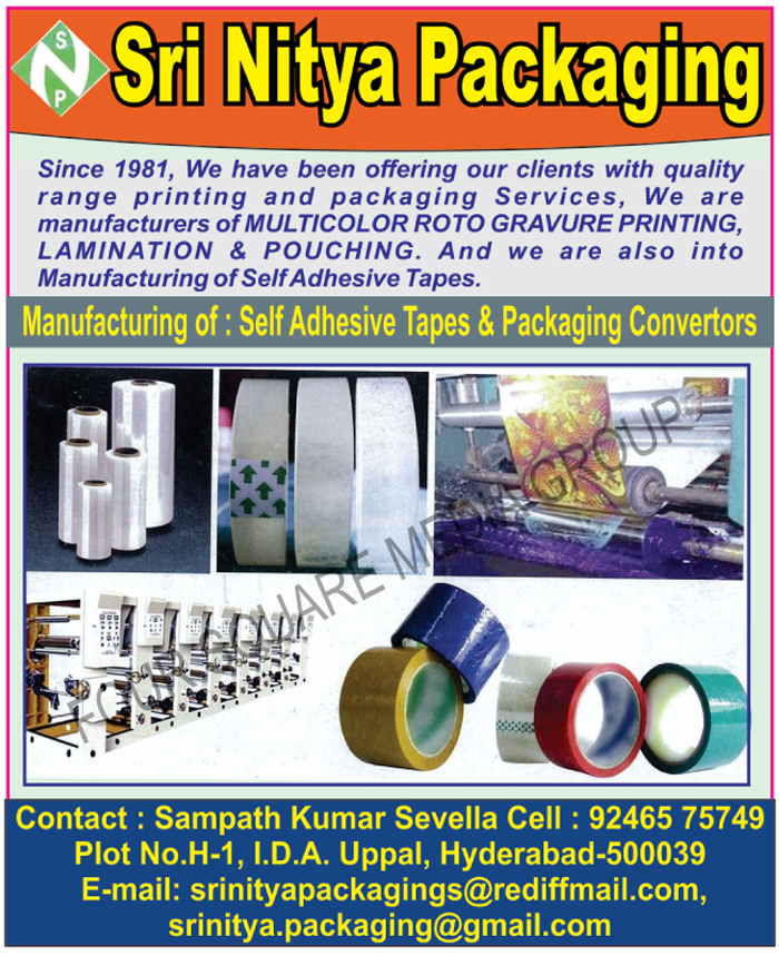 Self Adhesive Tapes, Packaging Convertors, Multi Colour Rotogravure Printing Services, Multi Color Rotogravure Printing Services, Pouches, Pouch Laminations, Pouch Printing Services