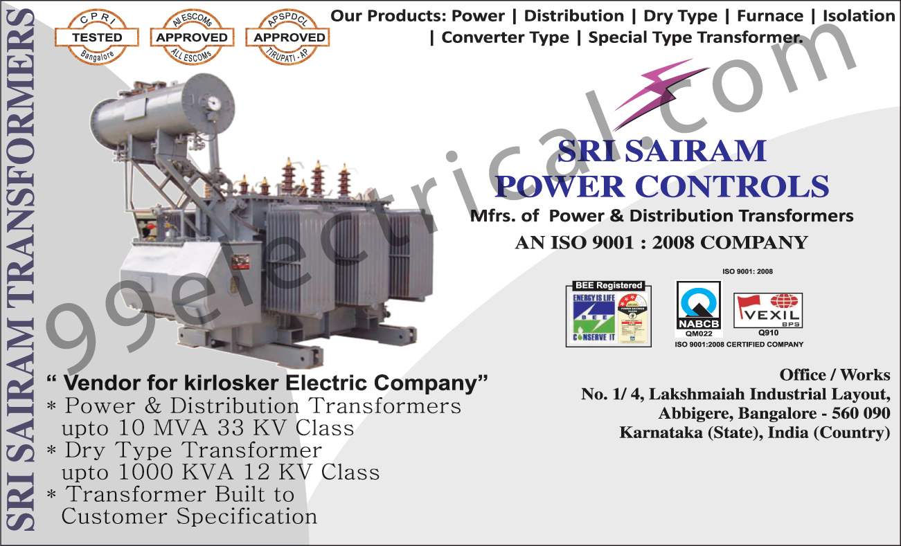 Power Transformers, Distribution Transformers, Dry Type Transformers, Furnace Transformers, Isolation Transformers, Converter Type Transformers, Special Type Transformers,Transformer, Electrical Product