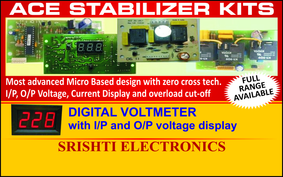 ACE Stabilizer Kits, Digital Volt Meters, Current Displays, Overload Cut off, Home UPS, Micro Controller Based Home UPS, Micro Controller Based, Inverter Kits, Micro controller Based Home UPS, UPS, Stabilizer, UPS PCB, UPS Kits, Stabilizer Kits, Digital Voltmeter